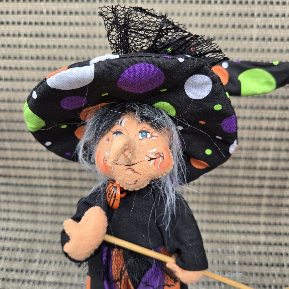 Annalee Doll 2014 Witch Halloween Spooky Polka Dot Hat